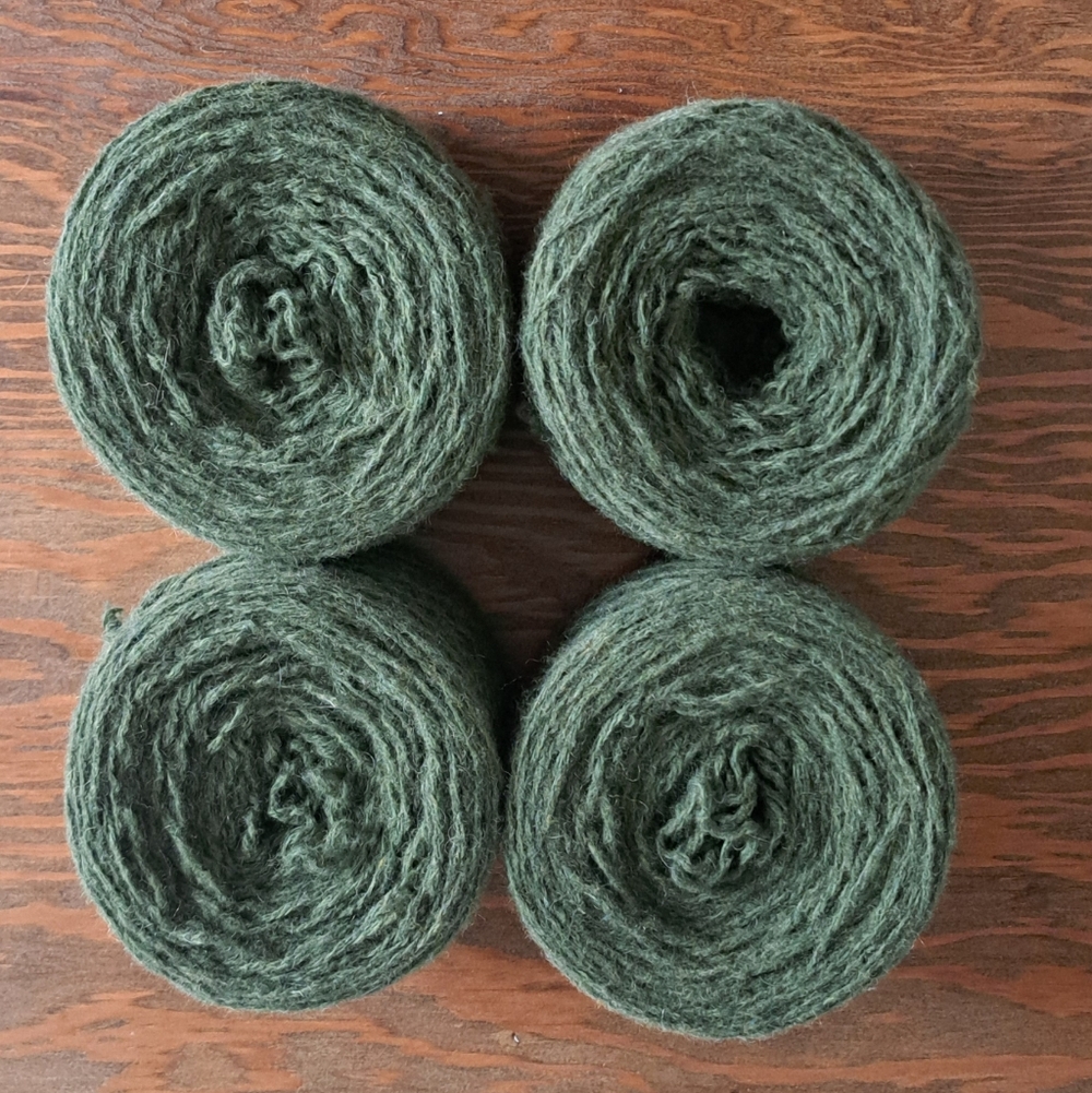 Wool Blend DK Olive Green Yarn Lot, 400g
